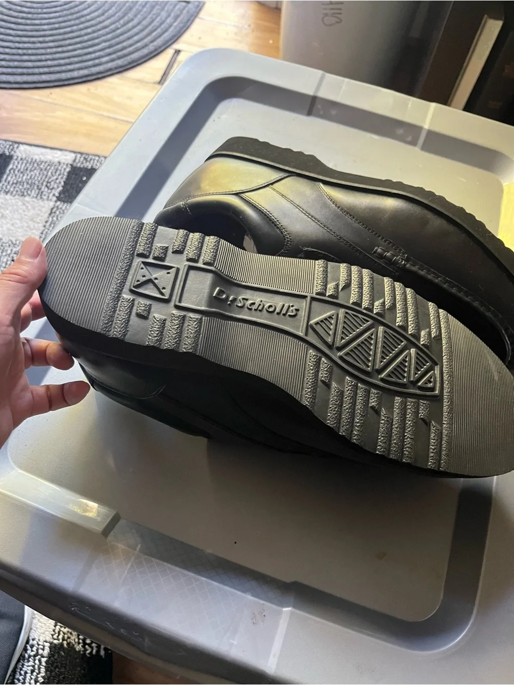 Dr. Scholl's Black Leather Slip-On Loafers with Velcro Strap
